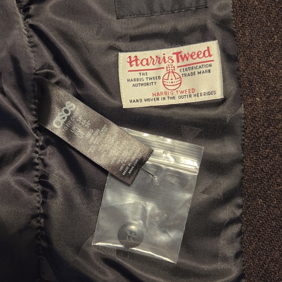 ASOS Harris Tweed Wool Vest 38R Brown Geometric Lining NWT - Picture 13 of 14